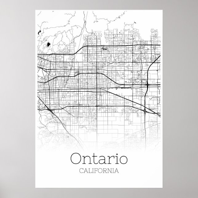 Póster Mapa de Ontario - California - Poster de Mapa de l (Frente)