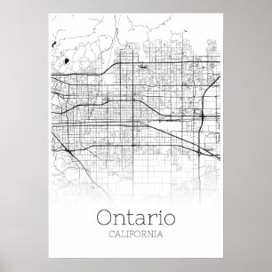 Póster Mapa de Ontario - California - poster del mapa de