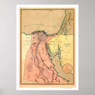 Póster Mapa de Oriente Medio Egipto - 1800