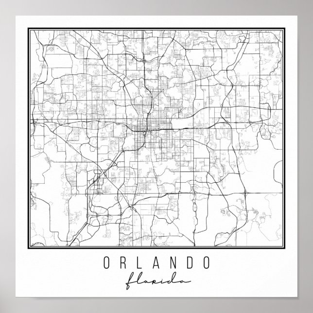 Póster Mapa de Orlando Florida (Frente)