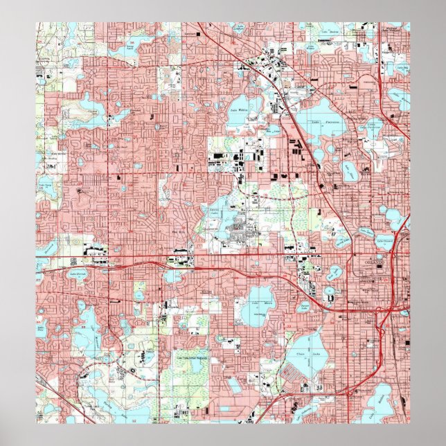 Póster Mapa de Orlando Florida (1995) (Frente)