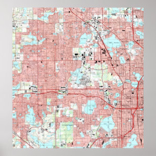 Póster Mapa de Orlando la Florida (1995)