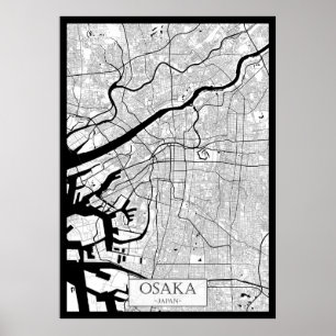 Póster Mapa de Osaka Japón
