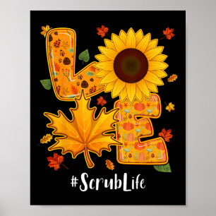 Póster Mapa de otoño de la enfermería de Love Scrub Life