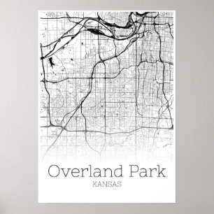 Póster Mapa de Overland Park - Kansas - Poster de Mapa de