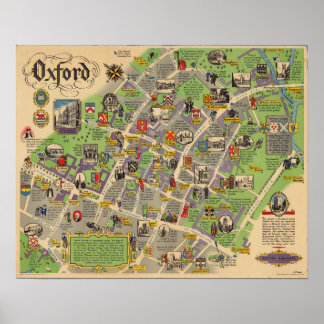 Póster Mapa de Oxford, Inglaterra (ferrocarril británico)