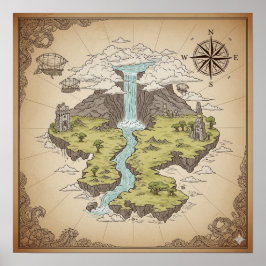 Póster Mapa de paisajes míticos