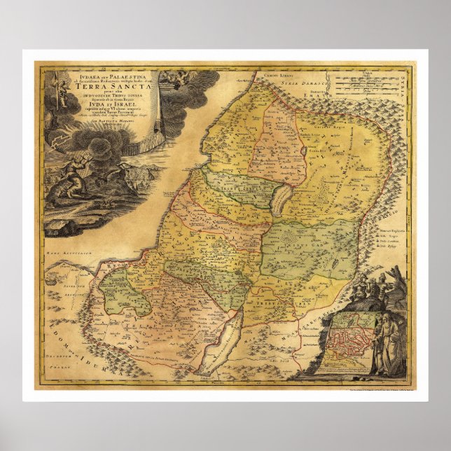 Póster Mapa de Palestina de Johann Baptist Homan 1715 (Frente)