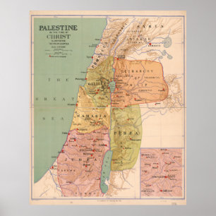 Póster Mapa de Palestina en Tiempo de Cristo (a 70 A.D.)