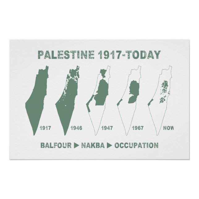 Póster Mapa de Palestina Robando tierra desde 1917 (Anverso)