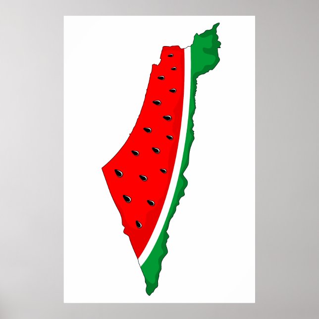 Póster Mapa de Palestina sandía símbolo de la libertad (Frente)