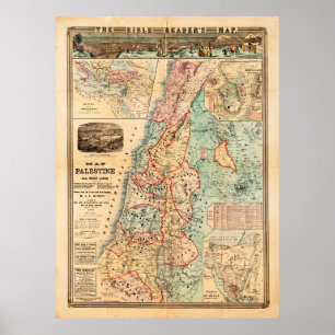 Póster Mapa de Palestina y de todas las tierras de la