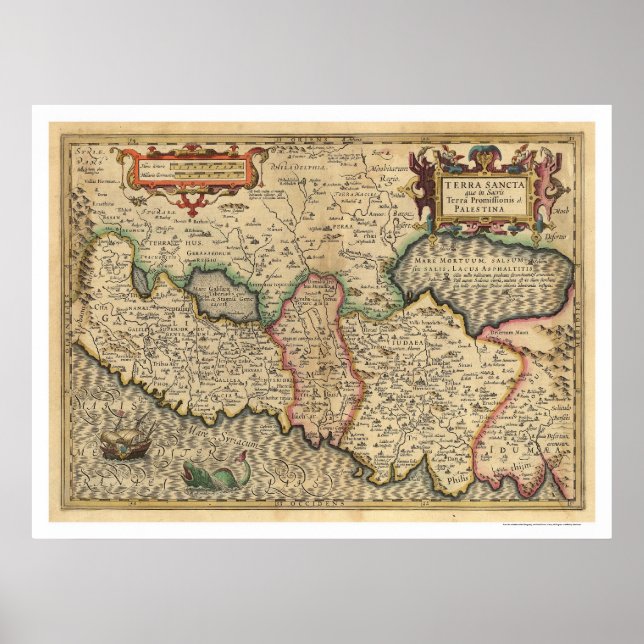 Póster Mapa de Palestina y zonas circundantes 1710 (Frente)