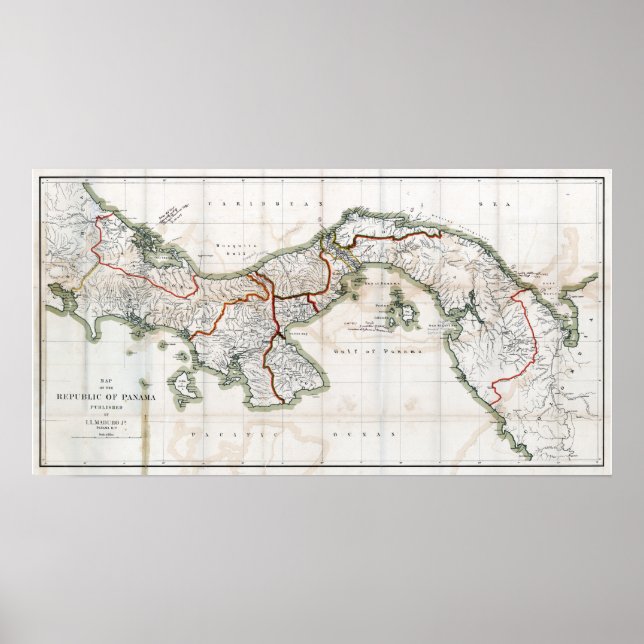 Póster Mapa de Panamá de 1912 (Frente)