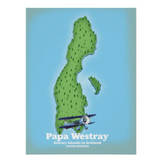 Póster Mapa de Papa Westray Escocia.