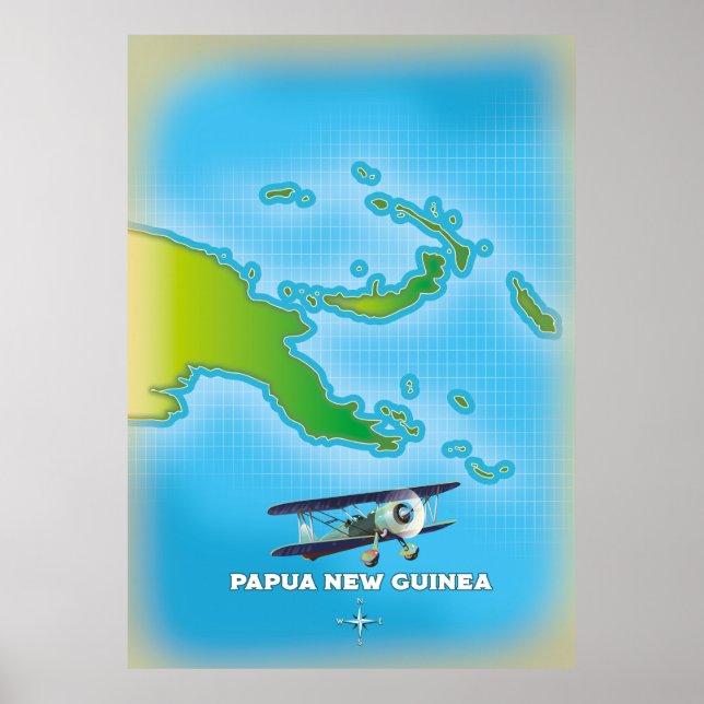 Póster mapa de papúa nueva guinea. (Frente)