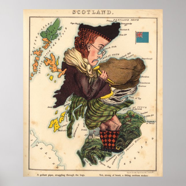 Póster Mapa de paracaidistas de Escocia (1868) (Frente)