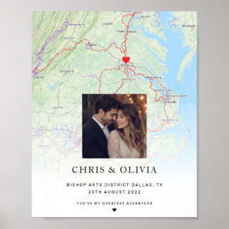 Póster Mapa de pareja personalizado Regalo de boda Aniver