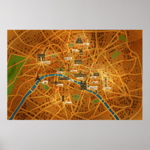 Póster Mapa de París