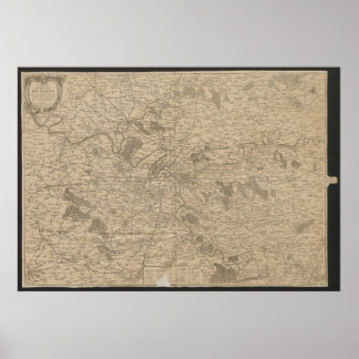 Póster Mapa de París de 1780, Mapa Histórico de la Ciudad