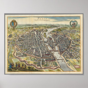 Póster Mapa de París vintage