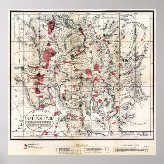 PÓSTER MAPA DE PARQUE DE PIEDRA AMARILLA DE 1881 (Frente)
