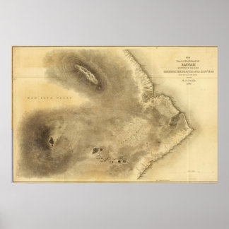 Póster Mapa de parte de la isla de Hawái