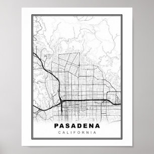 Póster Mapa de Pasadena