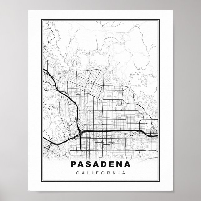 Póster Mapa de Pasadena (Frente)
