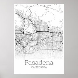 Póster Mapa de Pasadena - California - Poster de Mapa de 