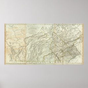 Póster Mapa de Pennsylvania