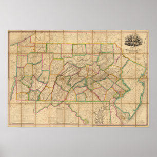 Póster Mapa de Pennsylvania