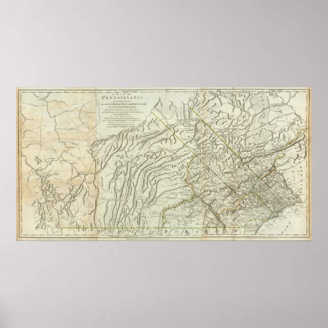 Póster Mapa De Pensilvania (Frente)