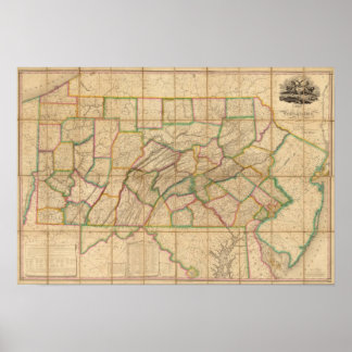 Póster Mapa de Pensilvania