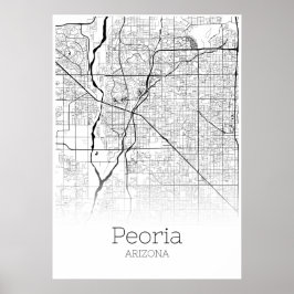 Póster Mapa de Peoria - Arizona - Poster de Mapa de la Ci