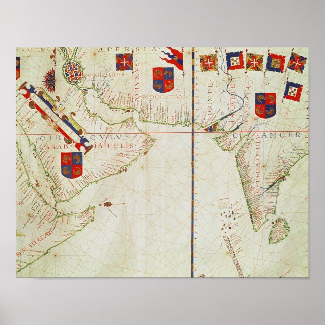 Póster Mapa de Persia, Arabia e India (Frente)
