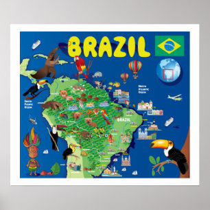 Póster Mapa de personalizados de Brasil