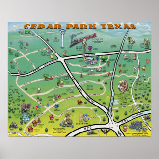 Póster Mapa de Personalizados de Cedar Park Texas