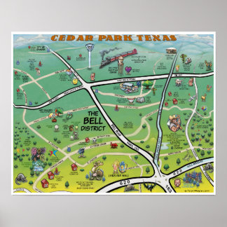 Póster Mapa de Personalizados de Cedar Park Texas