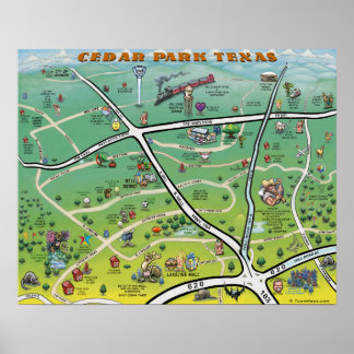 Póster Mapa de Personalizados de Cedar Park Texas