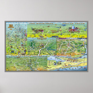 Póster Mapa de Personalizados de ciudades de Texas