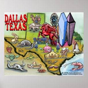 Póster Mapa de Personalizados de Dallas TEXAS