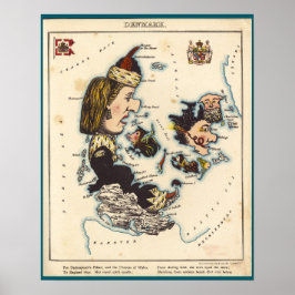 Póster Mapa de personalizados de Dinamarca (1868)