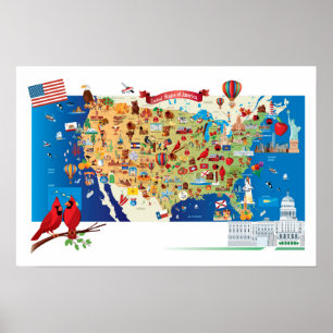 Póster Mapa de personalizados de Estados Unidos