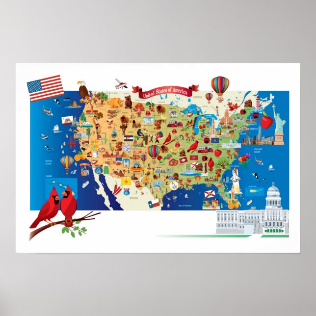 Póster Mapa de personalizados de Estados Unidos (Frente)