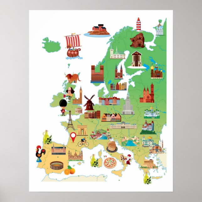 Póster Mapa de Personalizados de Europa (Frente)