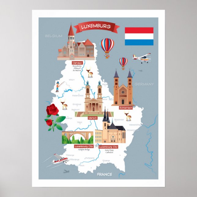 Póster Mapa de Personalizados de Luxemburgo (Frente)