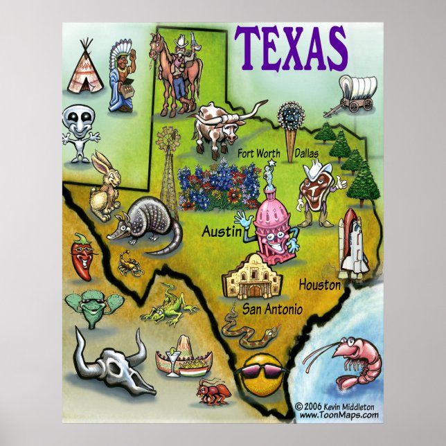 Póster Mapa de Personalizados de Texas