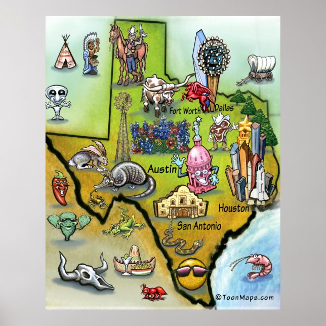 Póster Mapa de Personalizados de Texas (Frente)