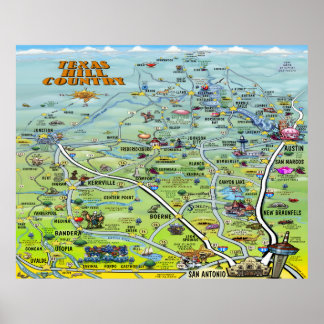 Póster Mapa de Personalizados de Texas Hill Country